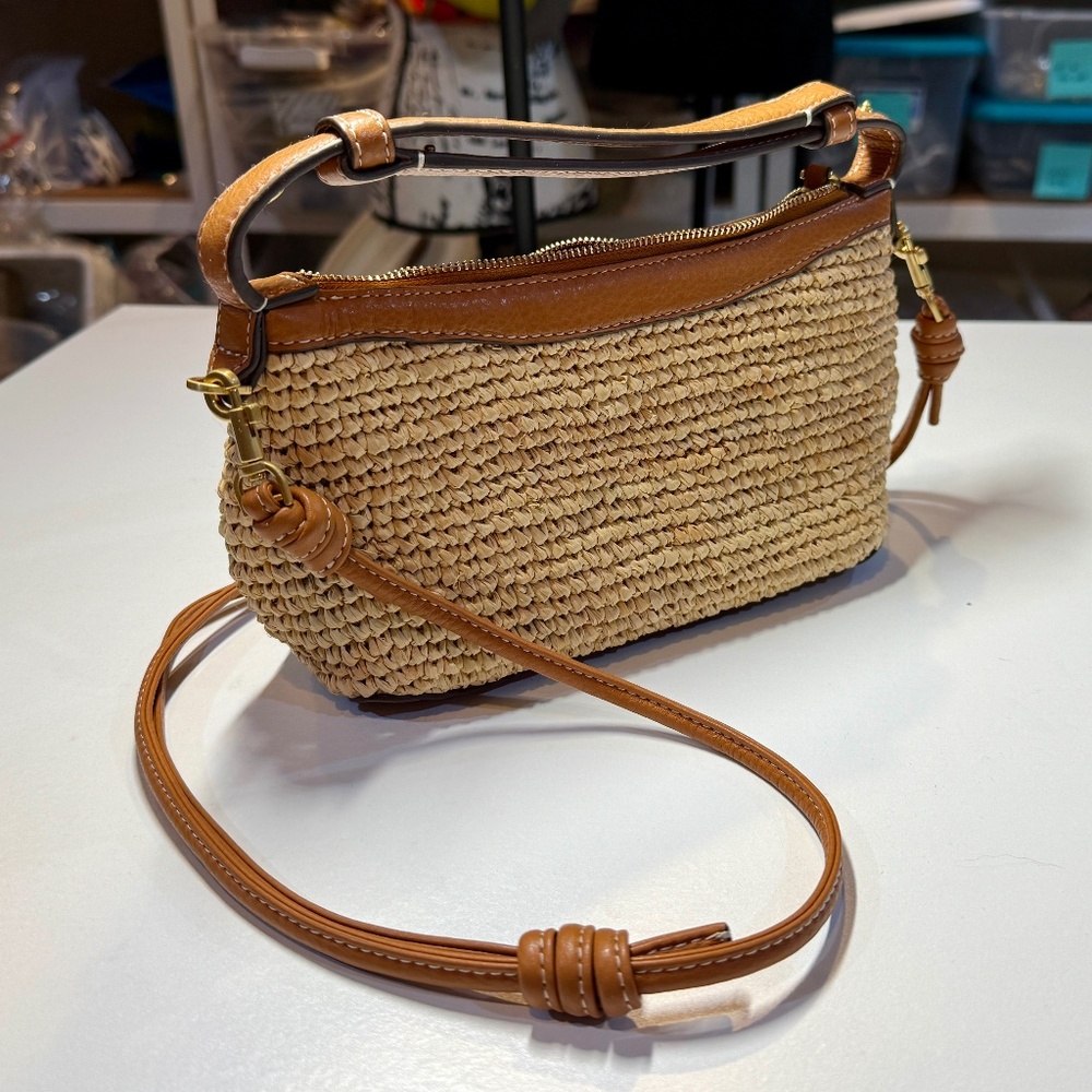 Vera Bradley Roxbury small straw raffia crossbody bag
